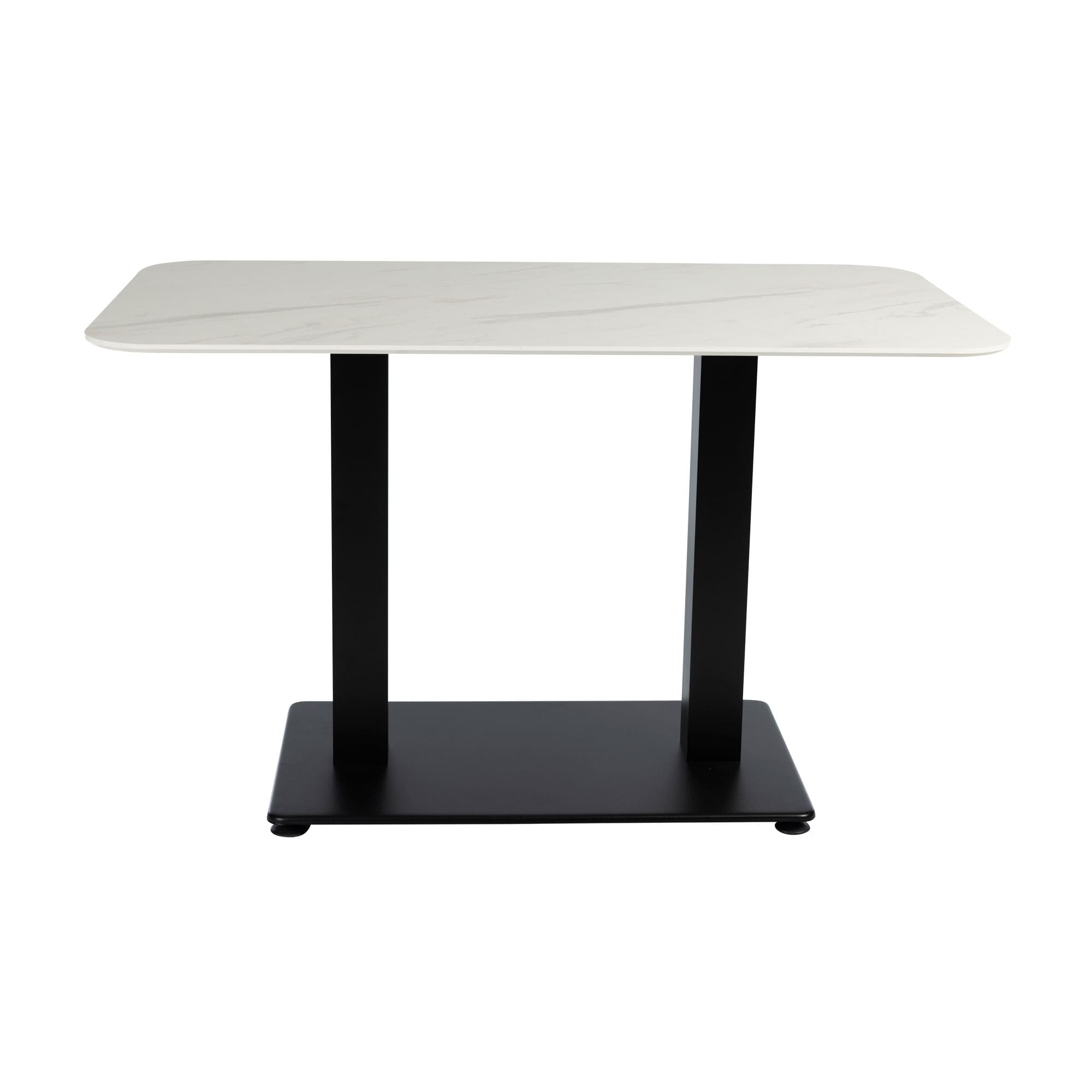 Extrema Premium Dining Height Table Rectangular White Marble Anzio Rectangular Base Side