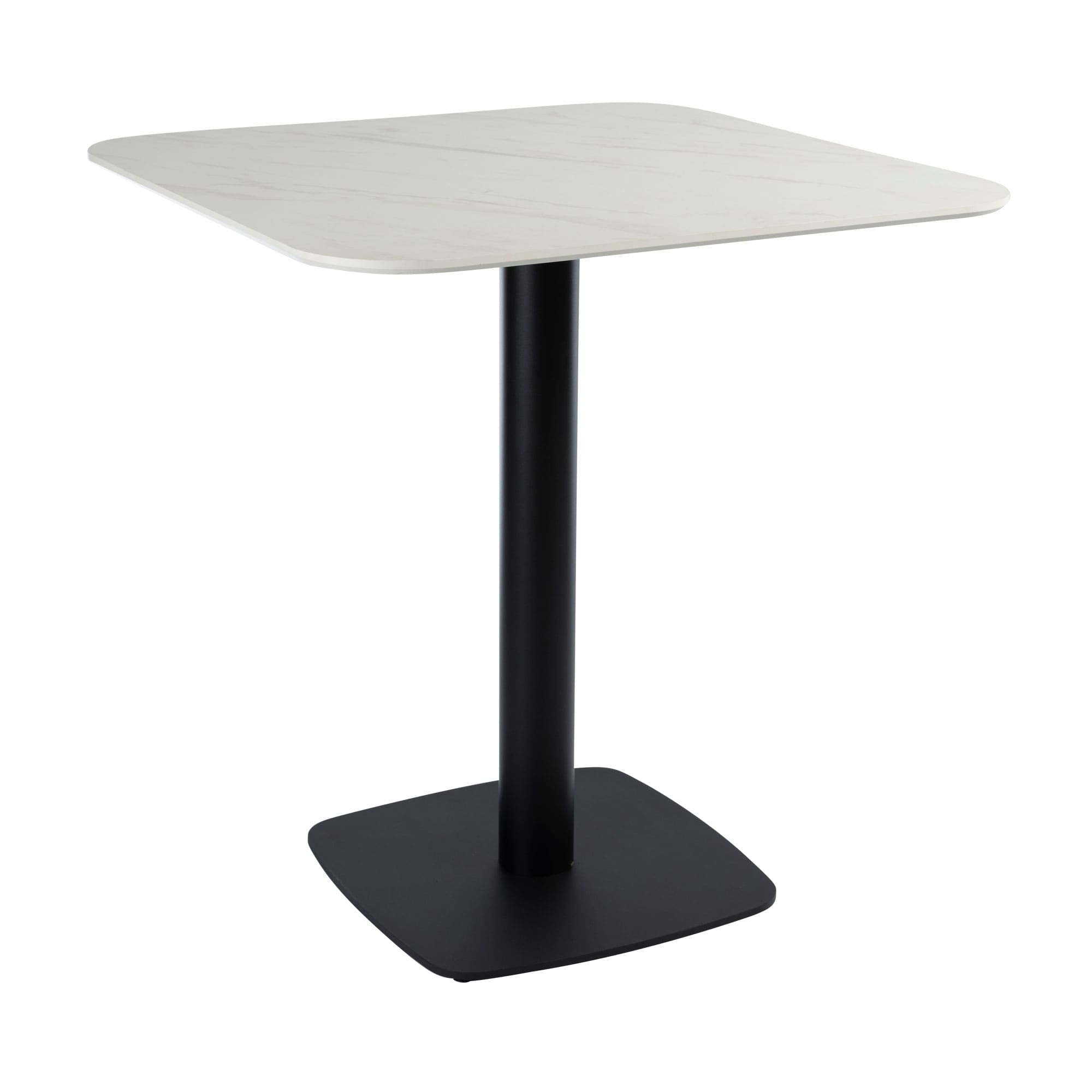 Extrema Premium Dining Height Table Square White Marble Boston Sleek Small Square Radius Edges Base